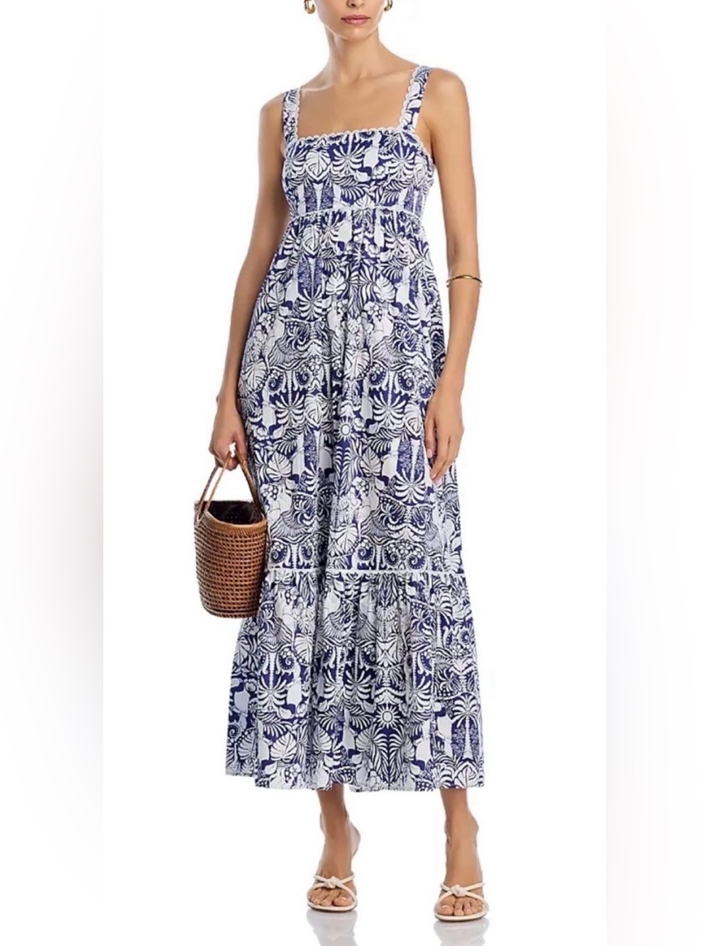 NWOT AQUA White Lotus Collab Palm Print Maxi Dress - Large - $128